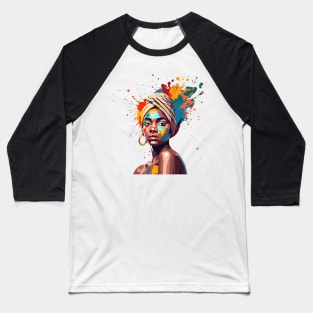 Afrocentric Woman Multicolored Painting Baseball T-Shirt